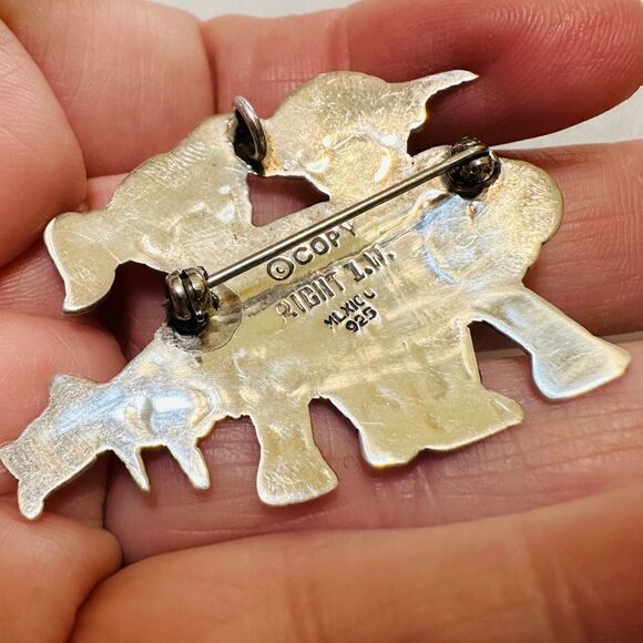 Vintage Sterling Silver Mexico Boy & Girl Pin/Brooch Pendant - Picture 4 of 5